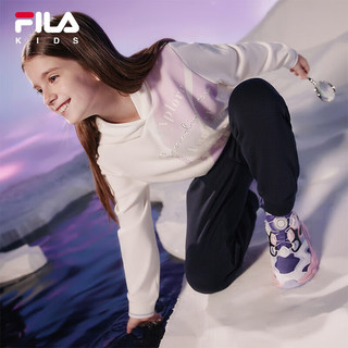 FILA【螨消消】斐乐童装儿童卫衣冬女大童时尚连帽卫衣 标准白-WT 130