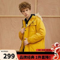 Dickies 帝客 棉服 充棉中长款 休闲版型 多口袋 连帽夹克 可拆卸毛领 DK009551 姜黄 00M