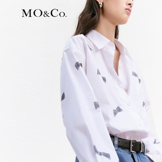 MO&Co.蝴蝶结印花棉质长袖白衬衫MBC2SHT001设计感小众 漂白色 S/160