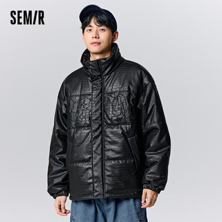 Semir 森马 棉服男仿真皮潮流PU面包服绣花宽松保暖外套109723112105 M