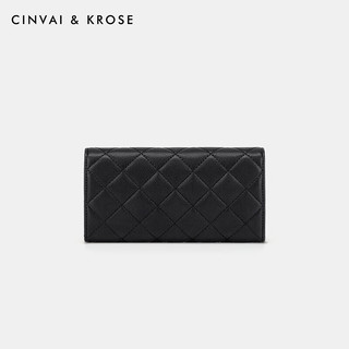 CinvaiKrose官网钱包女士2023零钱包长款小众设计多卡位卡包钱夹 黑色