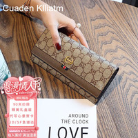 CUADEN KLLIATM CK女包轻奢皮夹女长款多卡位钱包 深灰色