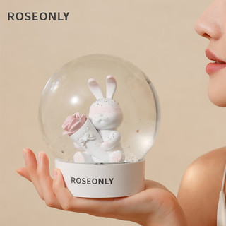 ROSEONLY 诺誓 玫瑰家居公仔系列甜心兔水球礼盒送女友生日情人节礼物 甜心兔水球