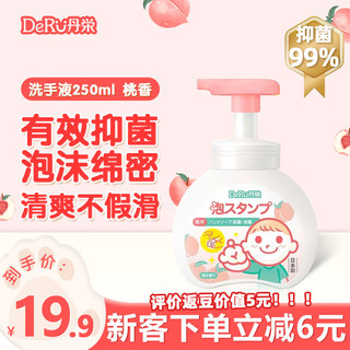 DeRu 丹荣泡沫洗手液儿童250ml 婴儿宝宝家用抑菌 桃香