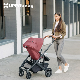 UPPAbaby CRUZ V2高景观婴儿推车双向 可坐可躺 易折叠 宝宝手推车 蓝灰色-GREGORY【含睡篮】