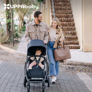 UPPAbaby CRUZ V2高景观婴儿推车双向 可坐可躺 易折叠 宝宝手推车 蓝灰色-GREGORY【含睡篮】