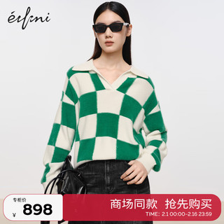 eifini 伊芙丽 设计感时尚毛针织衫冬季1EA232051 森林绿 155/80CM/S