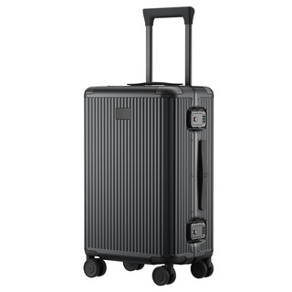 小米米家铝框行李箱20英寸拉杆箱登机密码高端铝框银色简约手提箱男女 米家铝框旅行箱 黑色 24英寸