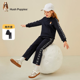 暇步士（Hush Puppies）童装儿童女大童加绒套装保暖舒适休闲 奶油色 160cm(偏大一码)