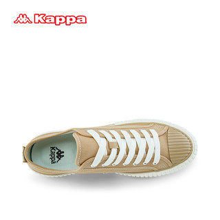 Kappa 卡帕 经典帆布鞋单鞋子女鞋男女同款休闲鞋厚底串标小白鞋 美丽驼 37