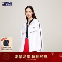 TOMMY JEANS 24春季女运动撞色织带拼接宽松连帽轻薄夹克外套17753 白色YBR L