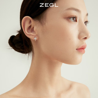 ZEGL春晚六芒星925银耳环女小众设计高级冷淡风蝴蝶耳扣 六芒星耳圈