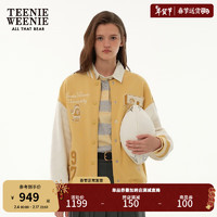 Teenie Weenie小熊2024年复古棒球服开衫卫衣外套女 黄色 155/XS