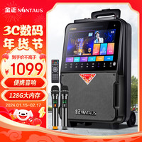 NINTAUS 金正 H25广场舞音响带显示屏家庭ktv套装功放一体机户外k歌卡拉ok点歌蓝牙智能移动便携视频音箱 15吋屏+充电话筒+128G