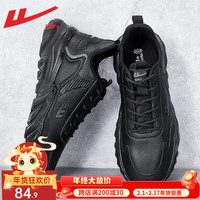 回力 男鞋冬季运动鞋男透气防臭网面跑步鞋子男加绒皮面休闲 全黑/1209【皮面防水】 38