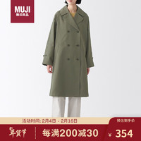 MUJI 無印良品 無印良品（MUJI）不易沾水 雙排扣大衣 淺灰棕色 XL