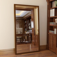 新艺鸿运北欧复古风全身镜落地穿衣镜贴墙试衣镜家用立镜玄关壁挂式大镜子 40*150胡桃色 高清防爆 破损包赔