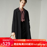 颜域长款流行风衣女秋冬装2023百搭单排扣气质女式外套 黑色 XL