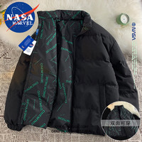 NASA MARVEL棉衣男棉服冬季外套百搭加厚保暖面包服双面穿装休闲棉袄子 黑色 4XL-（180斤-200斤）