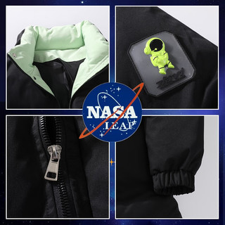 NASA LEAP男装冬季棉服外套男士羽面包绒服棉衣加厚保暖冬装棉袄男 黑色 M