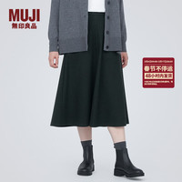 無印良品 MUJI（無印良品 ）女式 弹力起毛 宽摆裙 休闲中长款A字半身裙子女款 BE1P4C3A 黑色 M(160/66A)