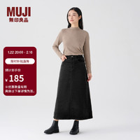 无印良品 MUJI 女式 木棉混 灯芯绒 A字裙 中长款半身裙子女款 BE11CC3A 黑色 S