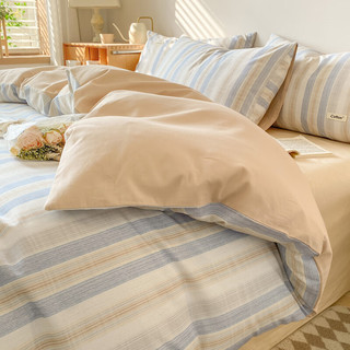 SOMERELLE 安睡宝 纯棉床上四件套100%全棉被套床单床笠简约单人床上用品套件三 格林 2.0m床单四件套-被套220