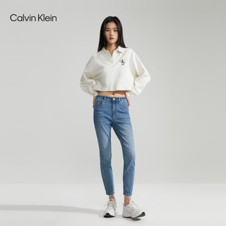 Calvin Klein Jeans24春夏女士休闲通勤微弹水洗高腰紧身牛仔裤J223293 1AA-牛仔浅蓝 25