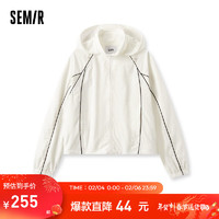 森马（Semir）森马外套女设计感质感上衣2024春宽松连帽夹克潮酷 本白10102 160/84A/M