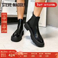 STEVE MADDEN/思美登时尚粗跟切尔西短筒靴女 MAYSLIE 黑色 34