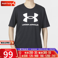 安德玛（Under Armour）T恤男装 24夏季柔软针织面料运动服宽松舒适训练半袖休闲短袖 1370862-001/经典黑/ M/170