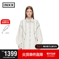 英克斯（inxx）潮牌春宽松休闲牛仔长袖衬衣衬衫XCE1040147 灰白色 XL