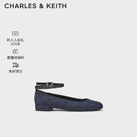 CHARLES&KEITH24春季纯色平底腕带芭蕾舞鞋单鞋子女鞋女士CK1-70381032 DARK BLUE深蓝色 35