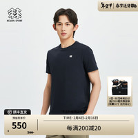 KOLON SPORT 可隆T恤 男子速干运动抗菌打底圆领防晒短袖 LHRT4MTT81-BK 黑色 175/L