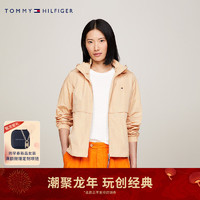 TOMMY HILFIGER24春季女装简约小绣标通勤合身版连帽外套WW0WW41790 卡其色ACR L