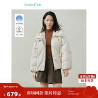 INMAN 茵曼 连帽宽松羽绒服女装保暖白鸭绒外套 珍珠白 L