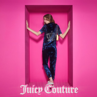 Juicy Couture橘滋23奢华系列皇冠烫钻logo银丝绣丝绒女外套