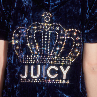 Juicy Couture橘滋23奢华系列皇冠烫钻logo银丝绣丝绒女外套