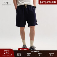 Teenie Weenie Men小熊男装卫裤男2024春季休闲宽松直筒美式短裤子 藏青色 185/2XL