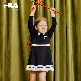 FILA KIDS斐乐童装女小童连衣裙秋季儿童百搭时尚针织裙 传奇蓝-NV 105cm