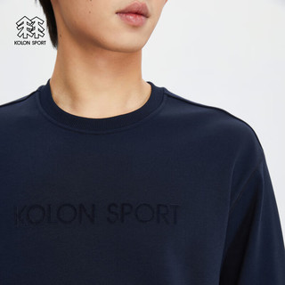 KOLON SPORT可隆男子户外柔软弹力宽螺纹休闲衣长袖圆领内搭卫衣 LHMT4ST517-NV 藏蓝 180/XL