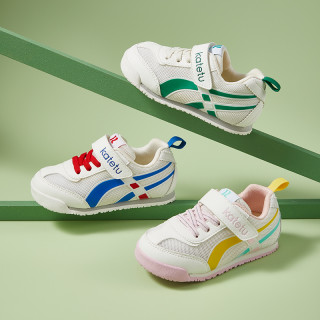 88VIP：卡特兔 宝宝学步鞋季透气小童机能鞋软底儿童跑步运动鞋 白蓝/白绿 内长13cm