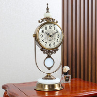 汉时（Hense） 欧式古典座钟创意客厅台钟轻奢装饰摆件摆钟玄关石英钟表HD6902 天然玉石款HD6905