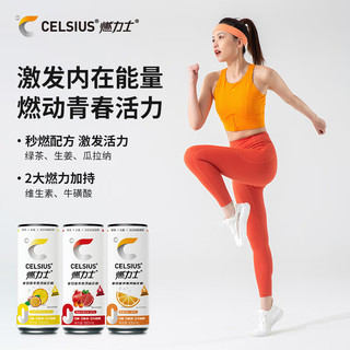 CELSIUS 燃力士 香橙口味维生素运动健身饮料 300ML*24罐 运动健身饮料