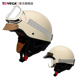 美国VEGA复古机车哈摩托车头盔男女日式雷3C半盔夏季四电动车瓢盔