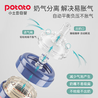 小土豆/Potato婴儿ppsu奶瓶吸管水杯奶嘴鸭嘴吸嘴300ml*1宝宝 天蓝色