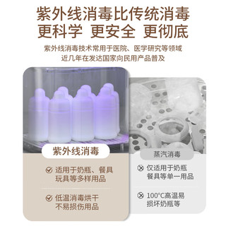 Mamahome婴儿奶瓶消毒器带烘干一体机紫外线消毒柜宝宝奶瓶消毒柜母婴用品 【燕麦白】双灯管消毒款