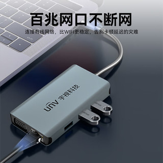 UNV宇视拓展坞 扩展坞type-c USB分线器HDMI/VGA/网口 适用于笔记本电脑苹果华为转换器转接头7合1