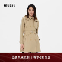 AIGLE艾高经典女士GORE-TEX防风防雨保暖宽松版风衣外套 杻藤杏色 Q2374 38(165/88A)