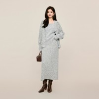 eifini 伊芙丽 马海毛花式纱高级感慵懒风灰色针织半身裙2023冬装新款